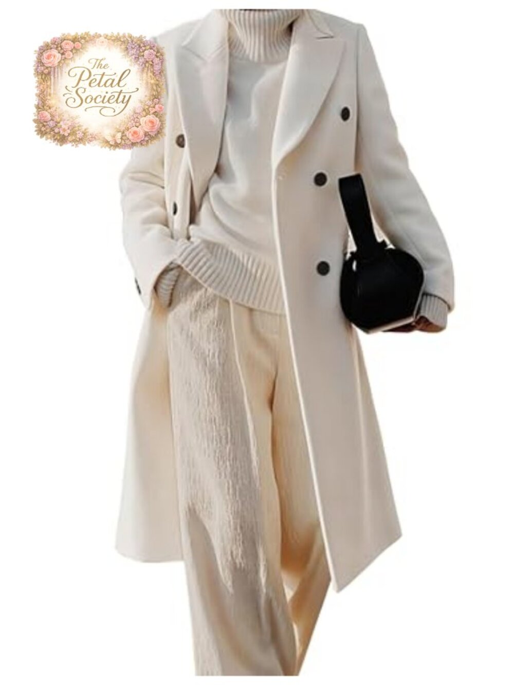 Womens Long Wool Blend Pea Coat Double Breasted Trench Overcoat